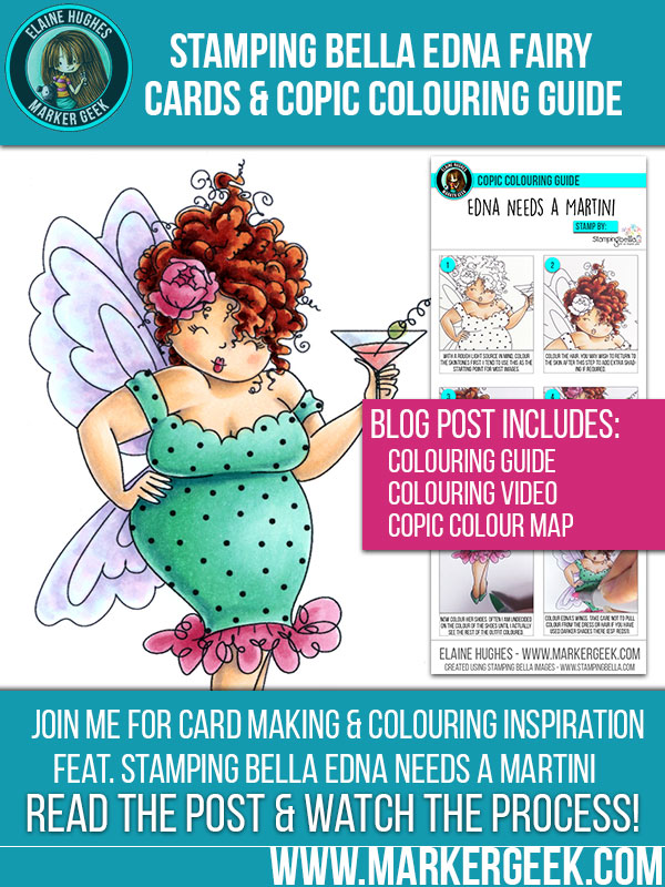 Colouring Stamping Bella Edna Needs a Martini - Marker Geek