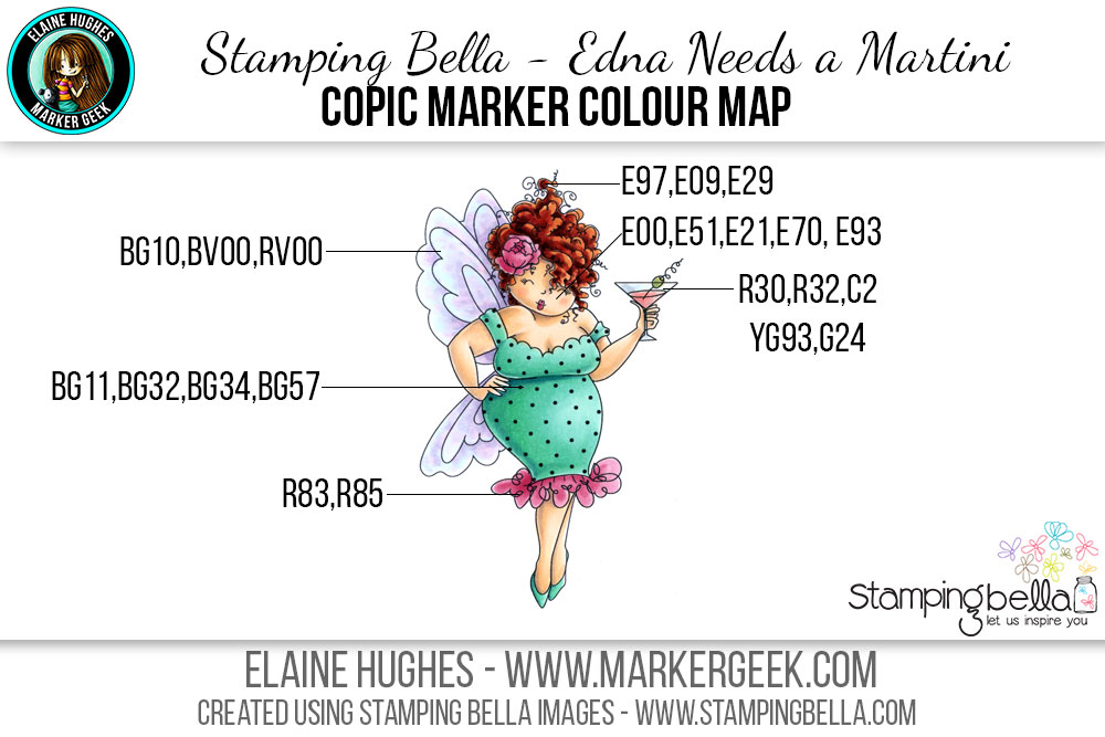 Colouring Stamping Bella Edna Needs a Martini - Marker Geek